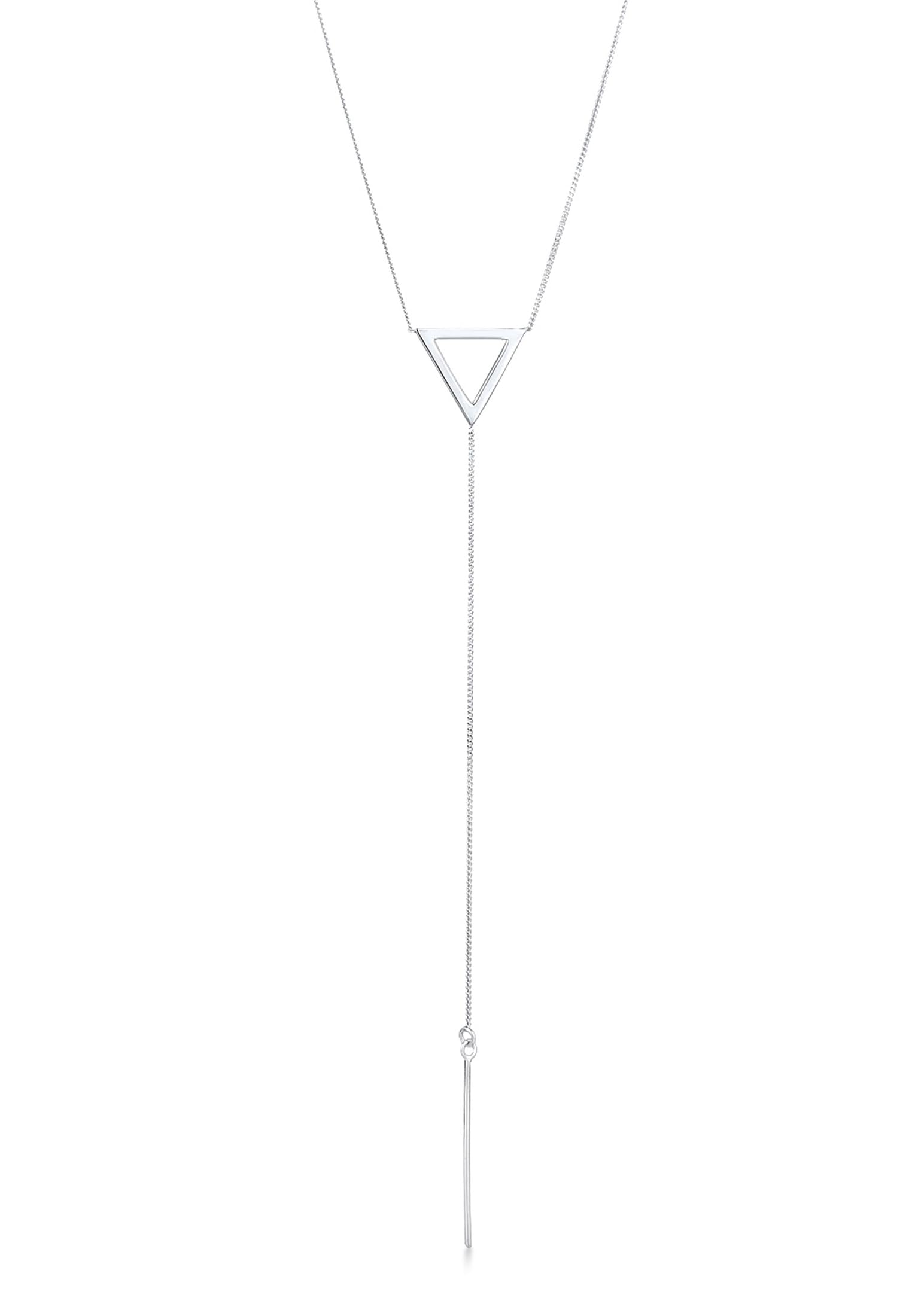 Elli Women's 925 Sterling Silver Y-Shape Triangle Necklace of Length 60 cm
