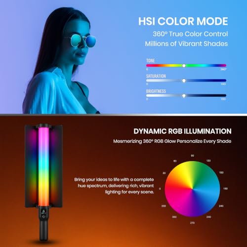 Image of Simpex LS-500R (Mark II) 60W RGB LED Stick Light with App Control & Handheld Portable Wand, Comes with Barn Doors | RGB Mode, CCT Mode and FX Mode Adjustable Perfect for Cinematic Video Shots.