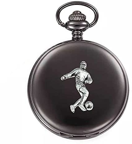 Montre à gousset quartz S4 Football finition noir poli fait à Sheffield avec coffret
