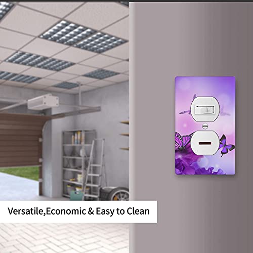 Purple Flower Butterfly Duplex Wall Plates Covers, Electrical Outlet Covers, Standard Size 1 Gang 4.50" X 2.76", Light Switch Cover Electric Receptacle Plug Covers #TOP5