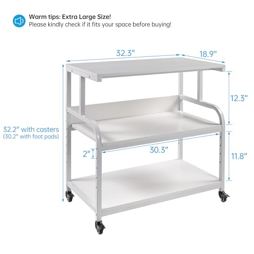 Image of Fannova 32.3 inchx18.9 inchx32.1 inch Extra Large White Printer Stand with Storage