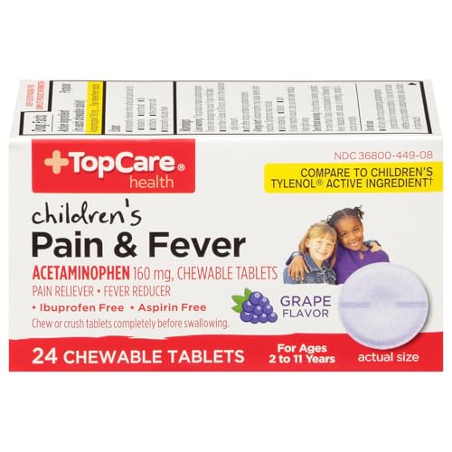 Topcare, Chewables Pain & Fever 160MG Grape 24 Count, 24 Count