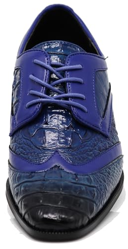 Image of ODN Men's Alligator Crocodile Print Oxfords Fashion Lace Up Dress Shoes