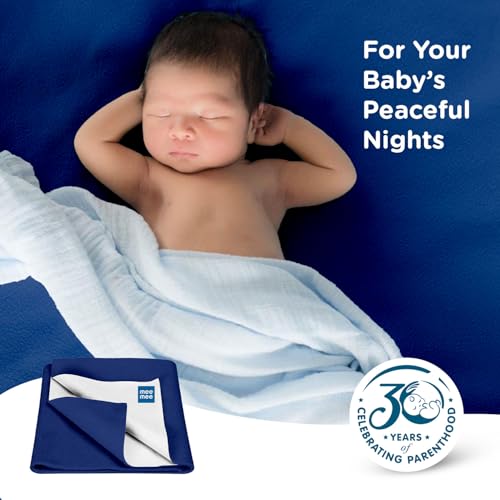 Image of Mee Mee Reusable Water Proof Cotton Bed Protector Sheet /Extra Absorbent Mat /Dry Sheets /Urine Sheet /Dry Mat Pack of 3 (Small, Maroon,Navy Blue & Pink)(50CmX70Cm)