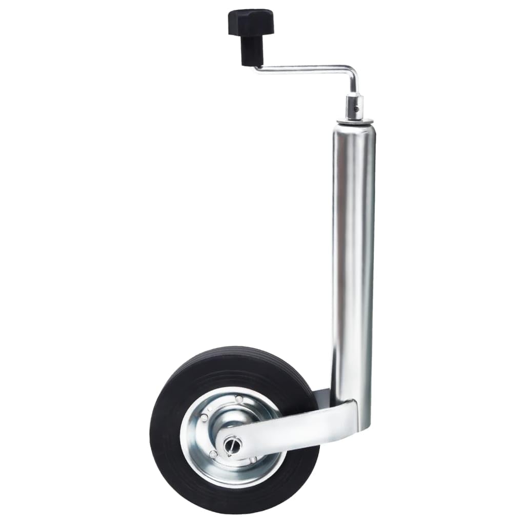Verstellbares Stützrad 48 mm Vollgummi aus verzinktem Stahl für Anhänger, Höhe 59-83 cm, inklusive Montageanleitung