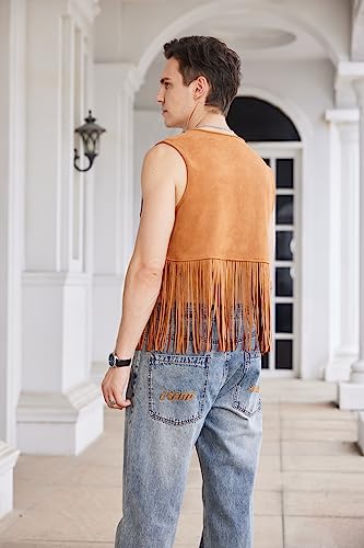 WDIRARA Men's Open Front Sleeveless Fringe Hem Party Club Jacket Vest Outerwear3