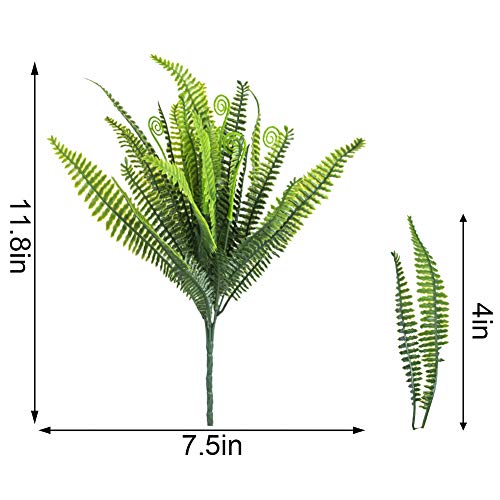 4pcs Artificial Fake Boston Fern Plants Bushes Artificial Ferns Outdoor UV Resistant Plant Shrubs Greenery for House Plastic Office Garden Indoor Decor - Thumbnail 3