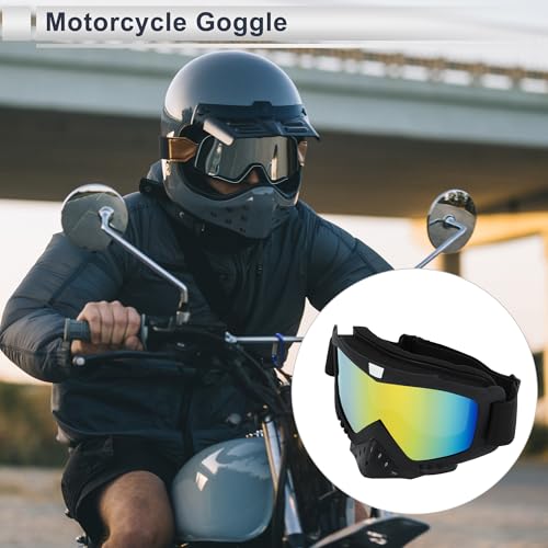 1Pc Universal Motorcycle Goggles Dimmable Sunglasses UV Protection Matte Black Red TPU PC2