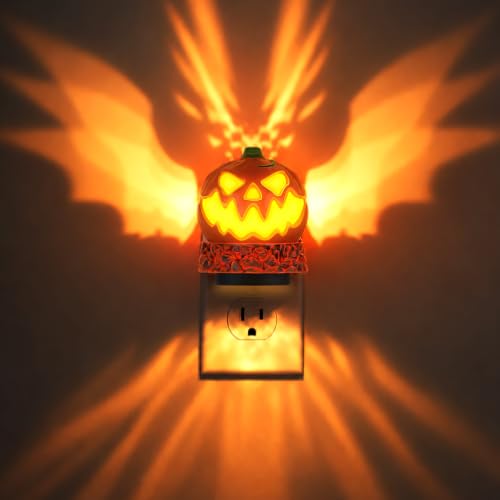 Image of Briignite Pumpkin Projector Night Light, RGB & Warm Halloween Night Light | Halloween night lights plug into wall pumpkin projector, 9 RGB colors plus warm white, dusk to dawn, Halloween decor party