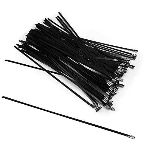 MroMax Stainless Steel Zip Ties 11.8 inches x 0.18 inches Metal Exhaust Wrap Multi-Purpose Electrical Cable Locking Cord Management Straps 100pcs