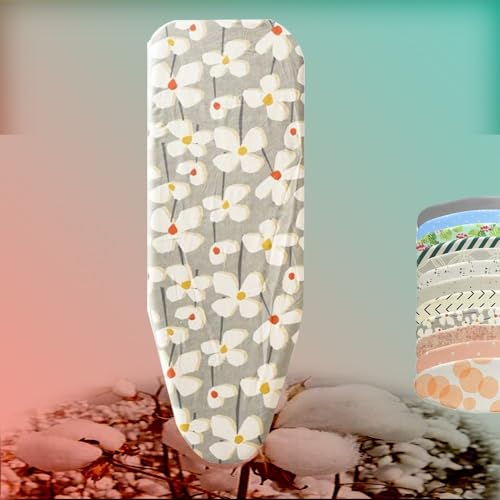 TAJMDGW Funda y almohadilla para tabla de planchar de algodón, 13 x 36 pulgadas, cubierta reflectante para tabla de planchar, cubierta de repuesto para tabla de planchar, acolchado de fácil ajuste