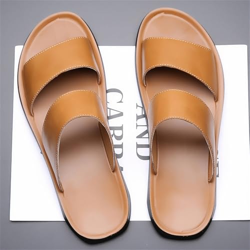 Fashion Mens Slide Sandal Indoor and Outdoor Leather Slip on Athletic Slipper Quick-Dry2