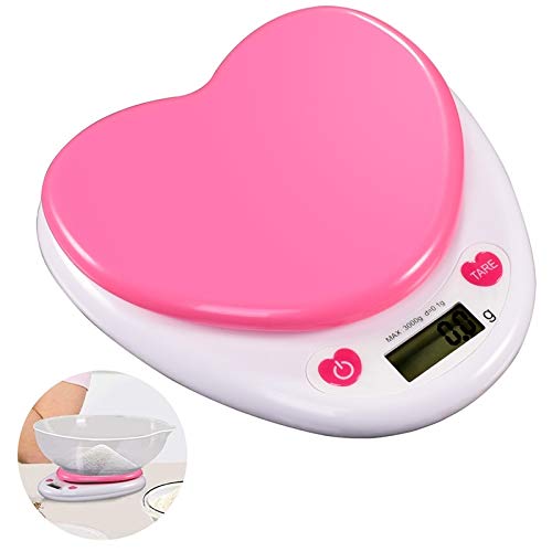 Liudan Portable Digital Kitchen Scale LCD Monitor Heart Shape Food Scale，5.04x6.5x1.2'
