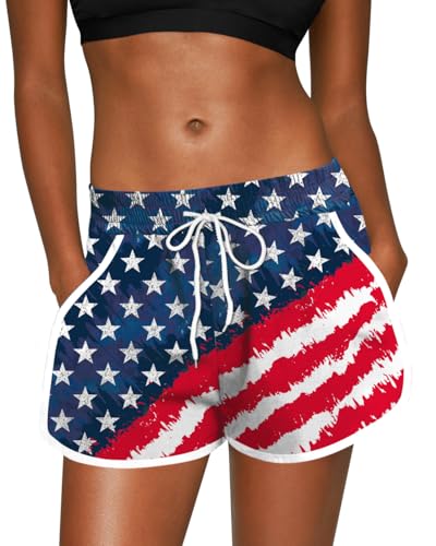 Image of For G and PL Women Summer Floral Beach Boardshorts with Pockets Swim Trunks