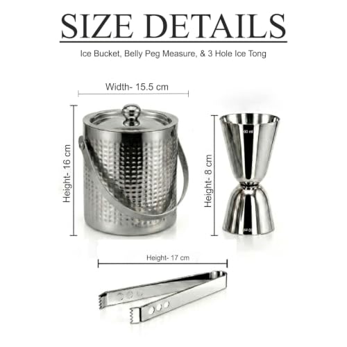 Image of FINALITY Stainless Steel Double Walled Insulated Ice Bucket (SILVER POLISH BIG RIBBED)