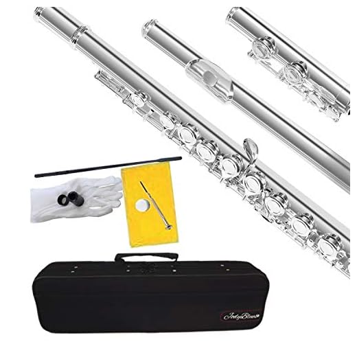 Closed Hole C Flute Nickel Silver Plated Student Beginners Flute with Case, Tuning Rod and Screwdriver Cleaning Cloth,Joint Grease and Gloves