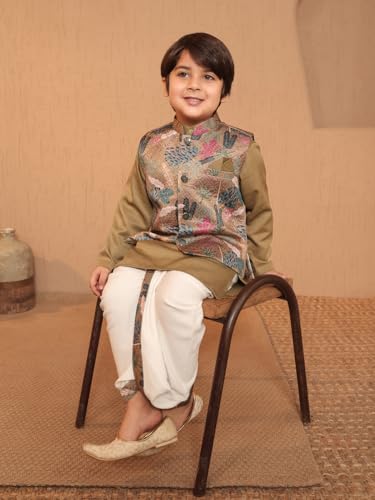 Image of AJ DEZINES Kids Ethnic Wear Kurta Waistcoat and Dhoti Pant for Boys