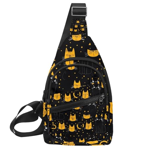 Riñonera cruzada con correa ajustable mochila de gato amarillo ligera y ergonómica para deporte