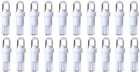 cciyu 20 Pack T5 Wedge 1 LED Car Auto Dashboard Gauge Side Light Bulb Lamp 37 58 70 73 74 White 12V