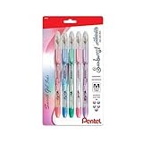 Pentel Sunburst Metallic Gel Pen, Medium Line, Permanent, Assorted Ink, 5 Pack (K908MBP5M)