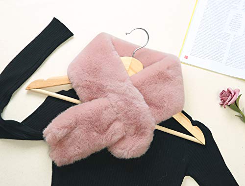 Allegra K Fluffy Faux Fur Collar Scarf Rabbit Ears Plush Neck Wrap Winter Warmer for Women4