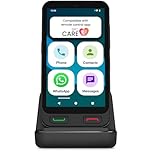 SPC Zeus 2 + Case | Senior smartphone compatible with app management and location remote | Easy Mode, physical buttons, XXL icons | 5” display, dual camera, 64GB | Charging base, SOS button