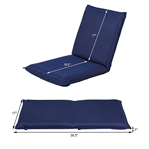 Image of BestComfort Folding Floor Chair, 6-Position Adjustable Meditation Chair, Video Gaming Chair w /Back Support for Reading TV Watching, Portable Floor Seat Lounge Sofa Chair for Kids Teens Adult, Navy