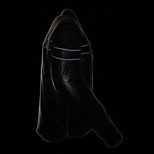 Miniatura 8 de Milwaukee Leather LKM1725 - Chaqueta deportiva de cuero negro para motocicleta con ribete reflectante