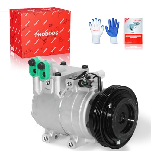 Image of PHOBOOS A /C Compressor with Clutch Compatible with Hyundai Elantra 2001-2006 & Tiburon 2003-2008, L4 2.0L, Fast Cooling, Low Noise, Easy Installation, Ref. CO-10926C