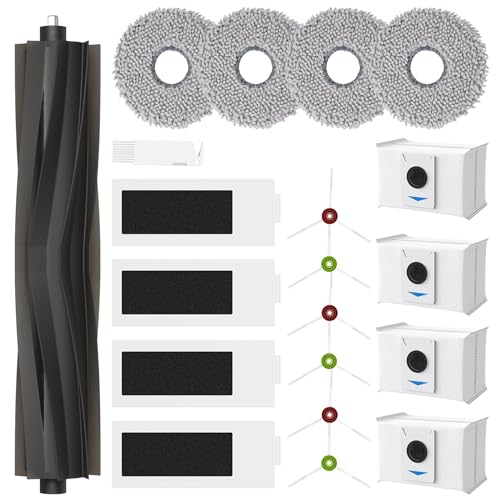 20 Stück Zubehör für Ecovacs Deebot T20 Omni / T20e Omni / T20 Max/ T20 Pro Saugroboter 1 Hauptbürsten 4 Wischtücher 4 Hepa Filter 4 Staubbeutel 6 Seitenbürsten Zubehörset für Ecovacs T20 Omni