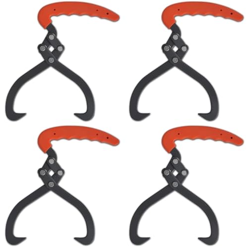 Brokky Pinze Tenaglie per Tronchi 4 pz con Manico in PVC|Pinza forestale per Legna e Tronchi Forza di trazione 4 Artigli