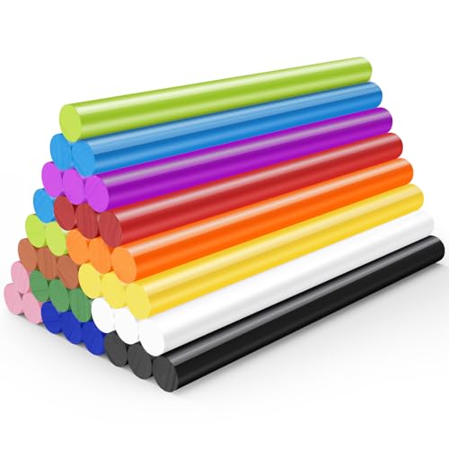 36 Pack Hot Melt Glue Sticks Colored Mini Size, Sparkly Gray Adhesive EVA Glue Sticks Small for DIY Art Craft Decoration, 4" Long x 0.27" Dia