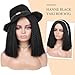 HANNE Kinky Straight Wig for Black Women Short Bob Kinky Wigs 12 Inch Yaki Wigs Ready Wear and Go Kinky Straight Synthetic Wig (1B#)