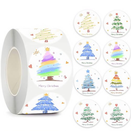 Autocollants de Noël pour enveloppes et cadeaux, 500 stickers sapin pour décorer vos fêtes