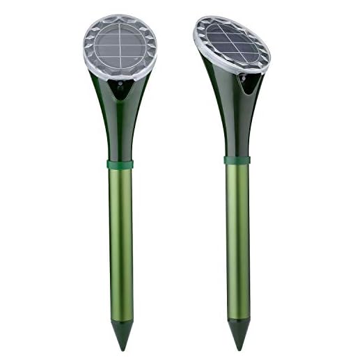 Solar Powered Mole Repellent for Outdoor, Gopher Repellent Ultrasonic, Get Rid of Snake Mole Gophers for Outdoor Garden Yard 2 Pack