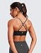 CRZ YOGA Butterluxe V-Neck Sports Bras for Women - Adjustable Thin Straps Padded Yoga Top Basic Wireless Camisole Black Medium