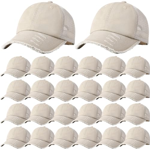 Image of Suhine 24 Pcs Blank Trucker Hat Bulk Unisex Mesh Baseball Cap for Sublimation Embroidery Vintage Adjustable Hat for Men Women
