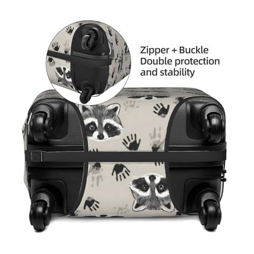 Cute Raccoon Print Travel Luggage Covers, Washable Suitcase Covers Protector for Luggage 18-32 Inch High Elasticity3