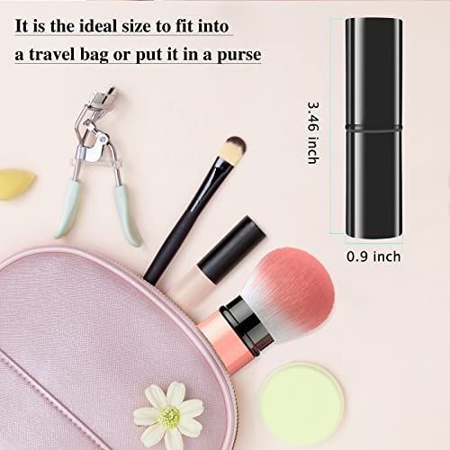 Falliny 2 Pack Retractable Kabuki Makeup Brush, Travel Face Blush Brush, Portable Powder Foundation Brush With Cover For Blush, Sunscreen, Bronzer, Buffing, Highlighter Flawless Powder Cosmetics #TOP4