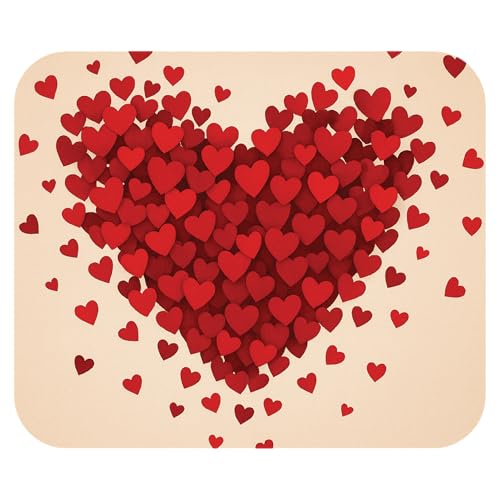 Pink Red Hearts Heart Valentine's Day Theme Mouse Pad Mat Mousepad for Desk Computer Laptop PC Gaming Home or Office Gift (MP138)