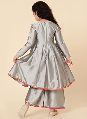 Image of A.T.U.N. (ALL THINGS UBER NICE) Girl's Cotton Anarkali Knee Length Kurta Pant with Dupatta Set