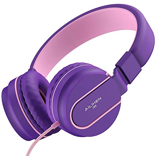 AILIHEN I35 Auriculares para niños con Volumen de micrófono Limitado Niños Niñas Niños Auriculares con Cable portátiles Ligeros y Plegables de 3,5 mm para Aviones Escolares de Viaje Teléfonos móviles