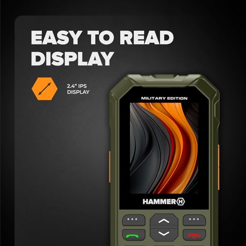 Tastentelefon Hammer 6 LTE Military Edition, großer Akku 2500mah bis zu 7 Tage Standby, Taschenlampe und SOS-Taste, Volte-Technologie, beleuchtete Tasten, IP68 1,5 Meter Droptest, 2,4 Zoll Bildschirm