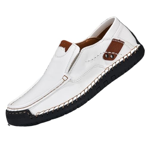 Mens Loafers Casual Slip on Shoes Business Lightweight Refreshing Classic Slippers Walking Driving White