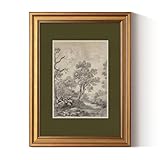 ARPEOTCY Gold Framed Canvas Prints Wall Art,Vintage Tree Sketch Wall Art Framed,Classic Black and White Landscape Drawing with Gold Frame,16x12 In Traditional Artwork for Living Room, Study, Hallway