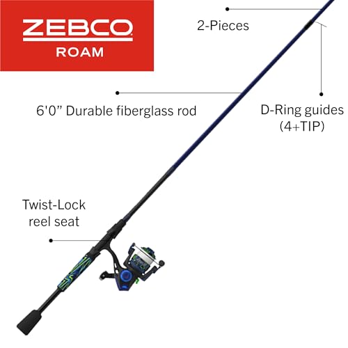 Zebco Roam Carrete de Pesca reversible con fibra de vidrio 2