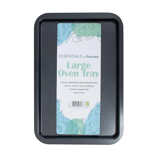 Prochef Essentials - Teglia da forno grande, antiaderente, facile da pulire, 43 x 29 x 2 cm, marrone