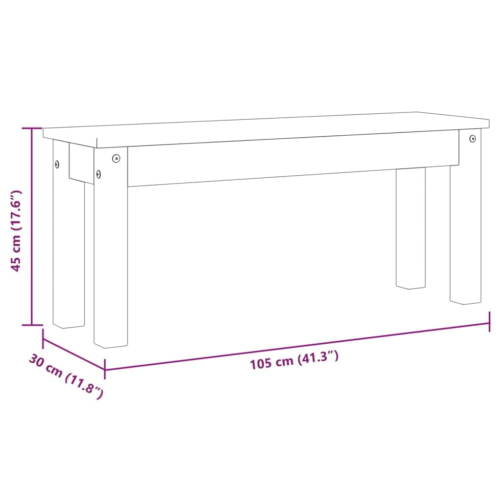 vidaXL Banco de Comedor Panama Madera Maciza de Pino 105x30x45 cm