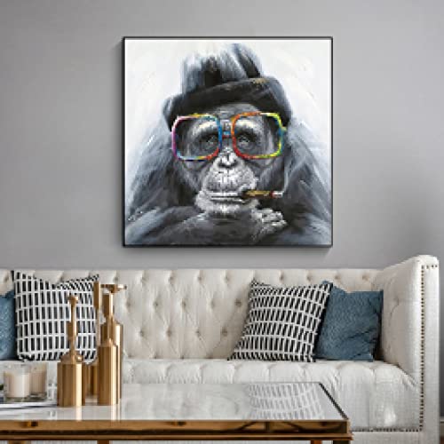 Décorations pour la maison singe avec lunettes toile moderne - 3