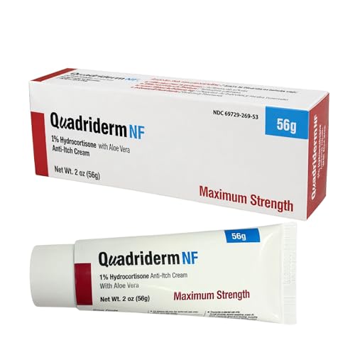 Quadriderm NF Extra Strength 1% Hydrocortisone, with Aloe Vera, Paraben-Free, Anti-Itch Cream, Skin Rash, Used for Various Skin Condition - Contains 2 oz Tube